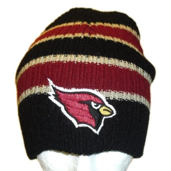 Arizona Cardinals Mens Adult Striped Black Beanie Winter Hat Cap New Nfl - Picture 1 of 2